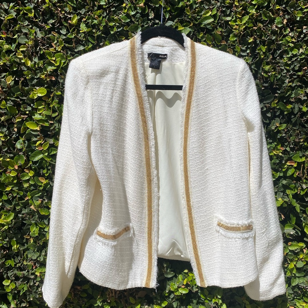 Chic White & Gold Women's Jacket